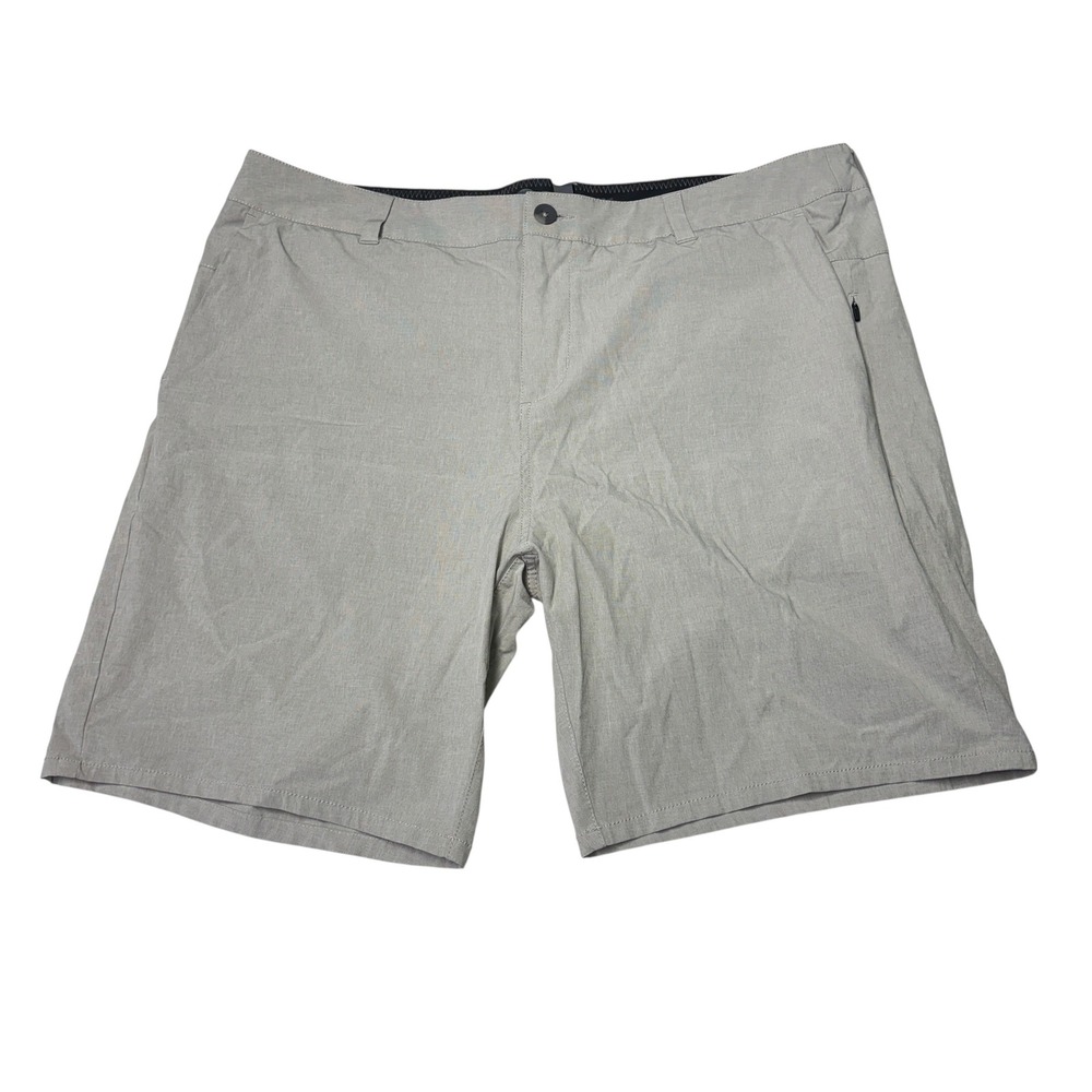 Vuori Aim Shorts Mens W38xL8 Light Grey Performance Stretch Chino Hybrid 8 Inch